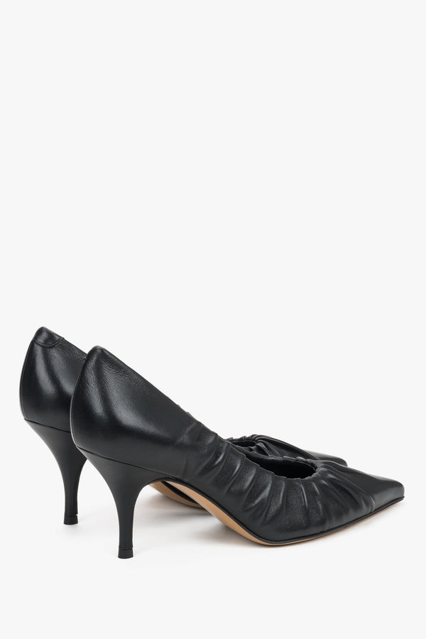 Guglielmo Rotta black leather pumps—designer stilettos for business and formal occasions.
