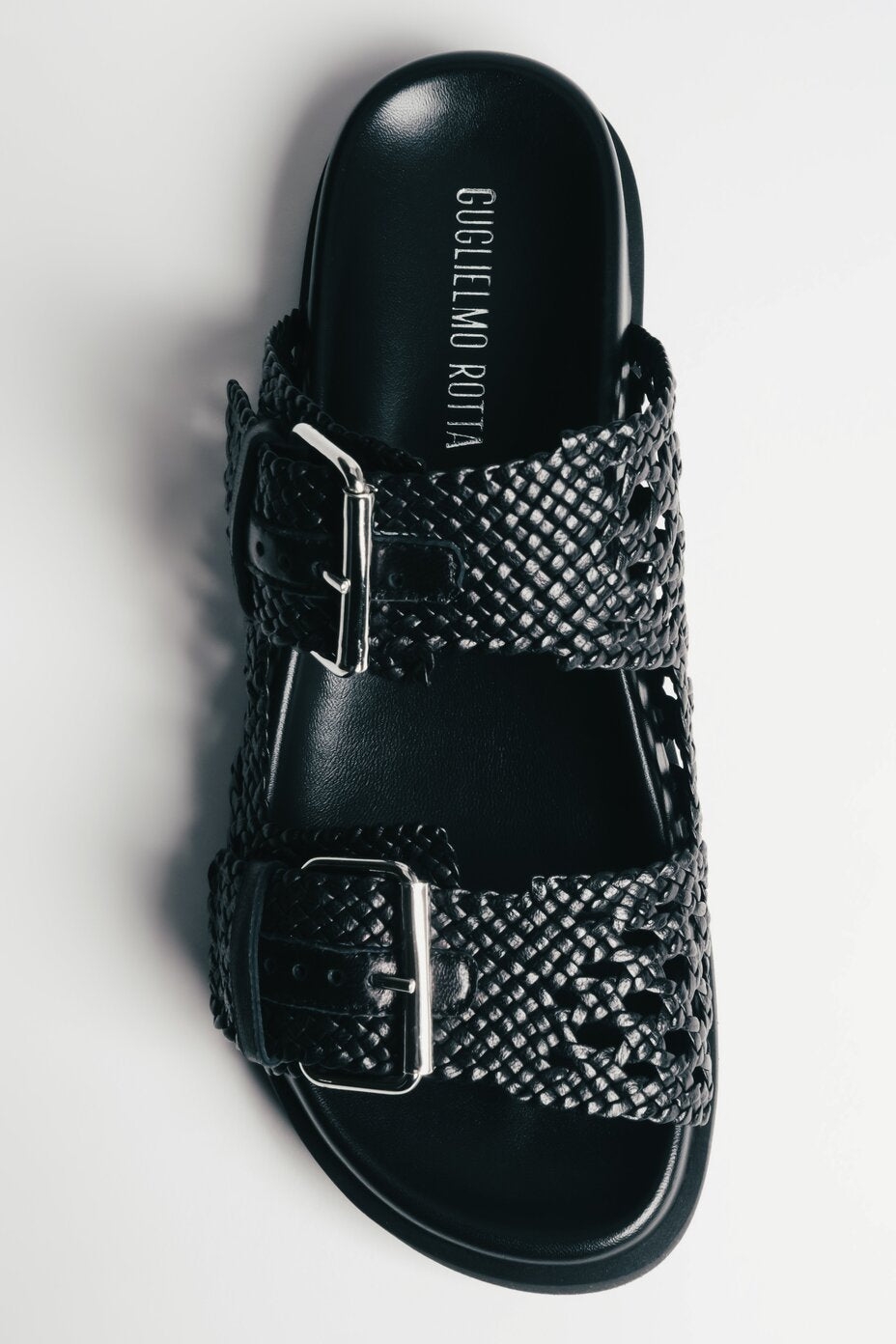 Women's Black Premium Italian Genuine Leather Slides Guglielmo Rotta ER00119708.