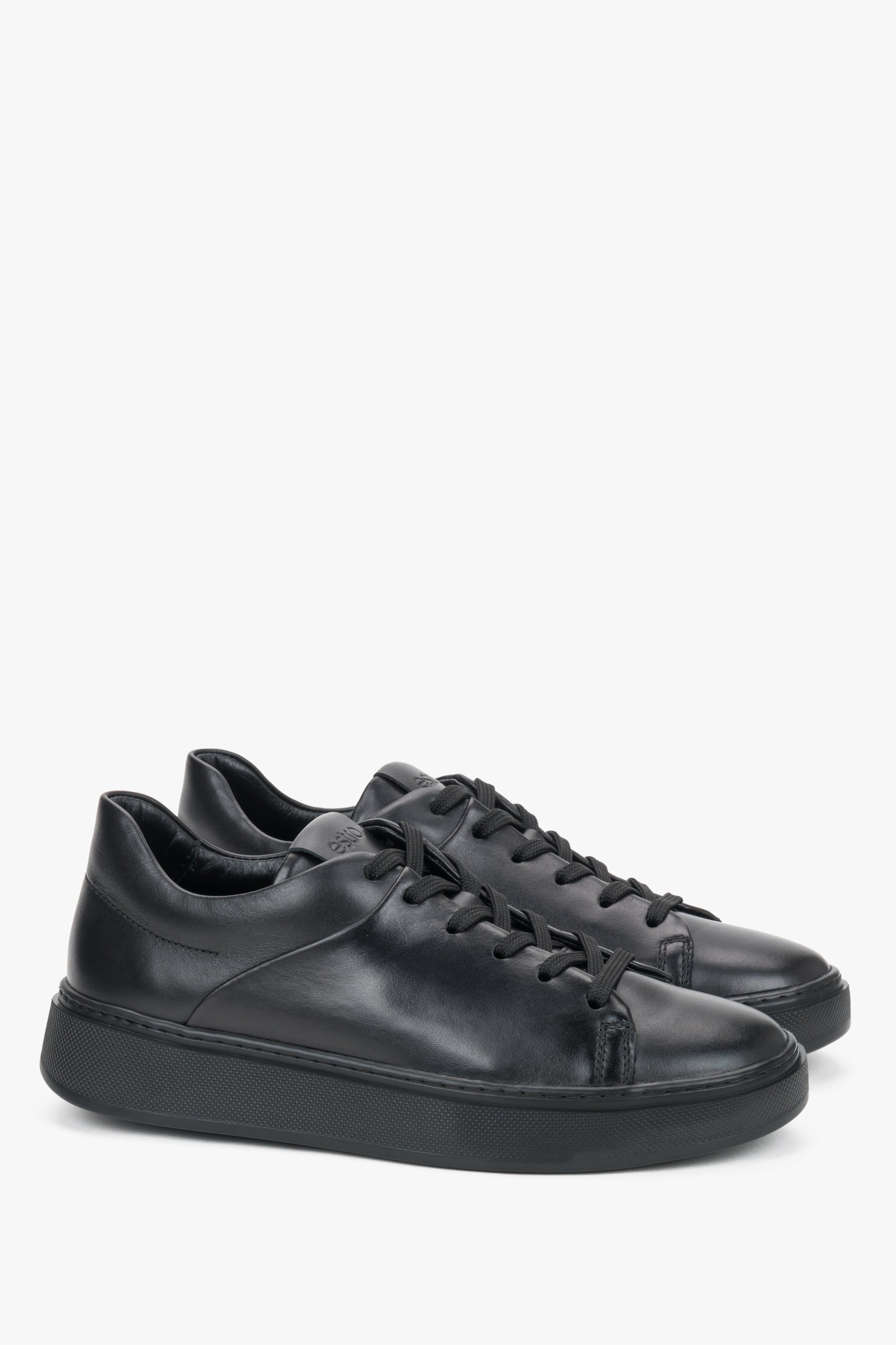 Women's black sneakers made of premium Italian full-grain leather Estro.