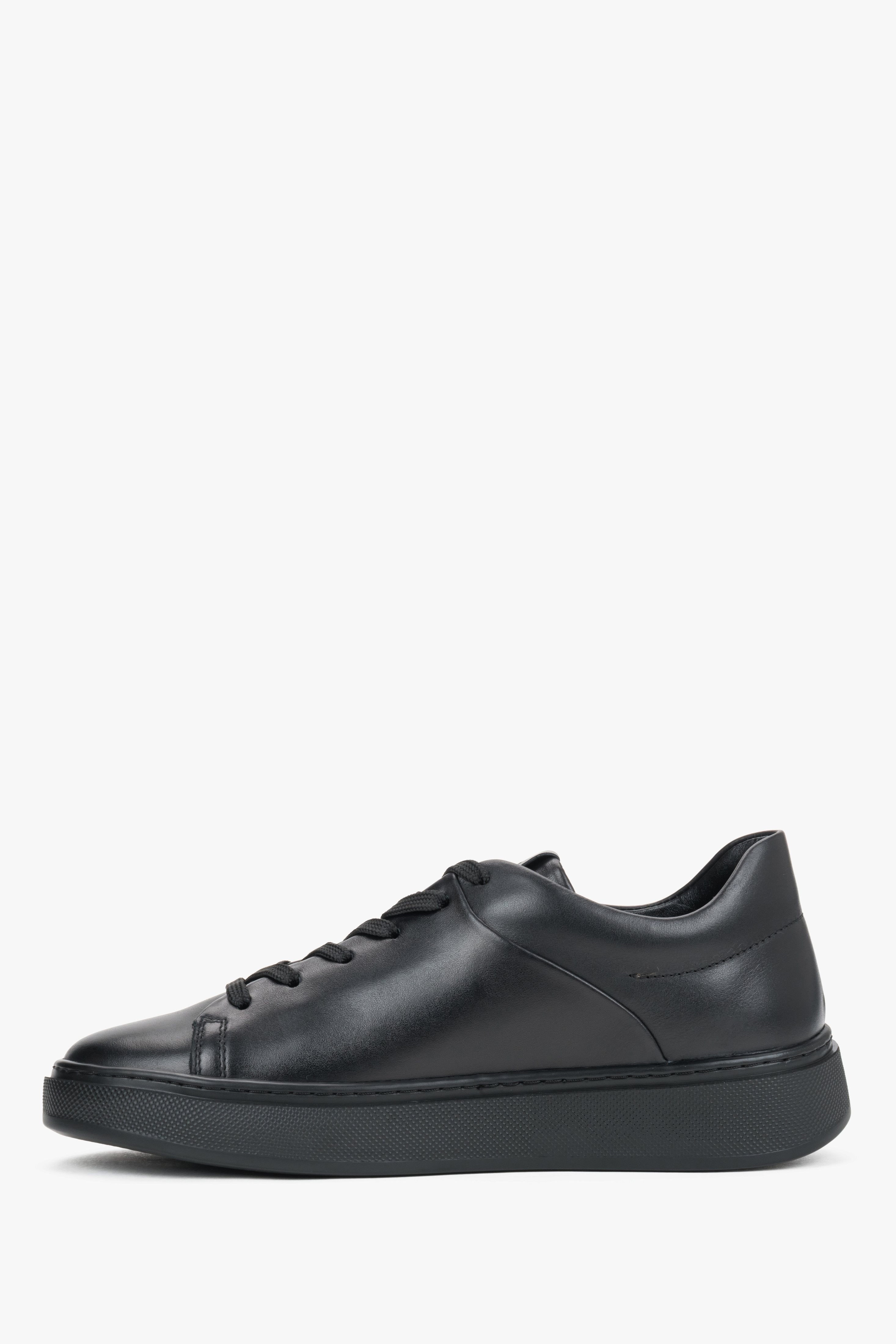 Women's sneakers, black, made of premium Italian leather, Estro.