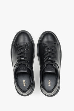 Made of premium Italian full-grain leather, women's black sneakers Estro.