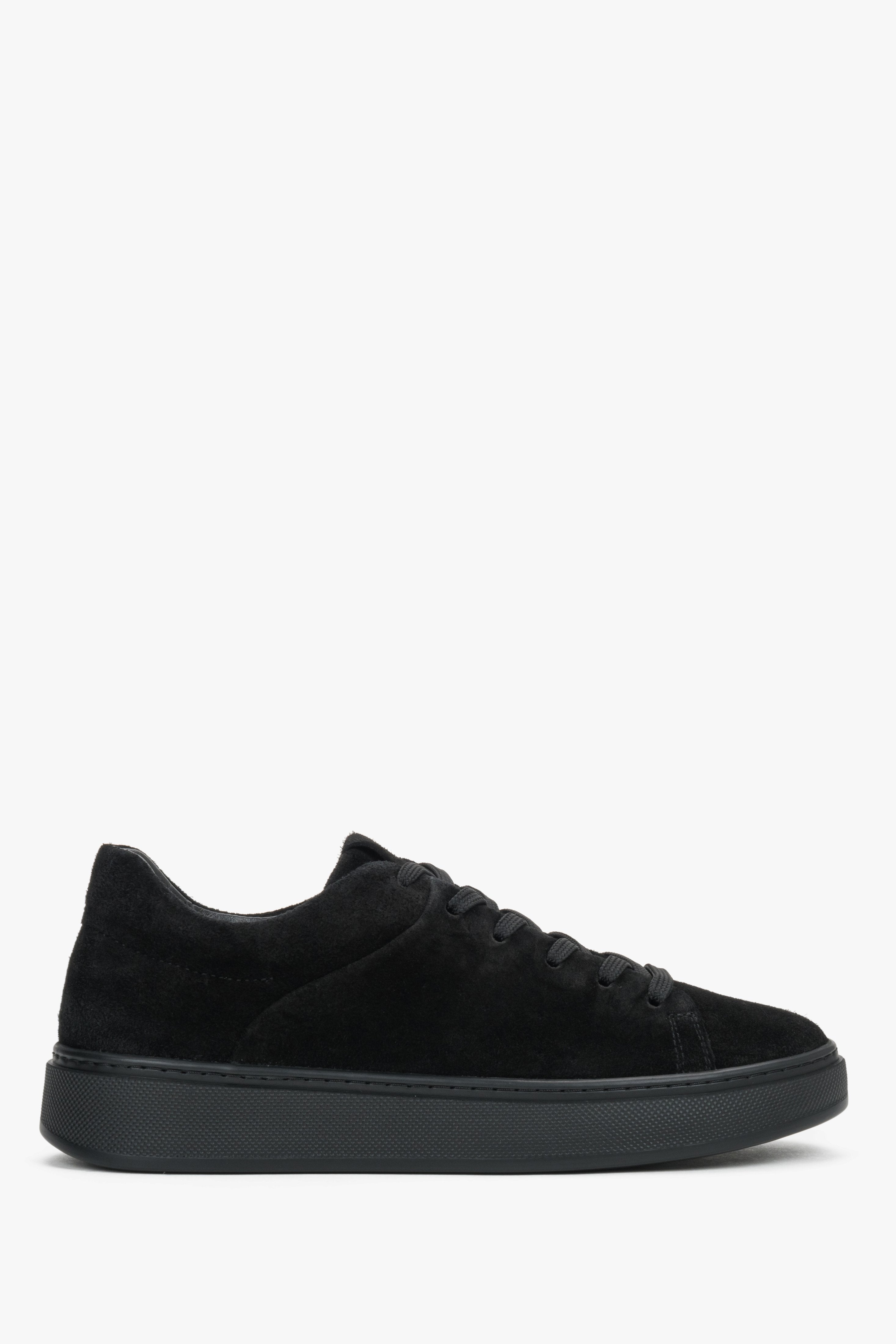 Women's Black Premium Italian Genuine Velour Sneakers Estro ER00120353.