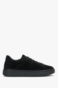 Women's Black Premium Italian Genuine Velour Sneakers Estro ER00120353.