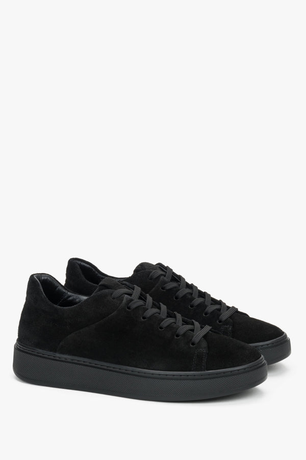 Women's black sneakers made of premium Italian natural velour Estro.