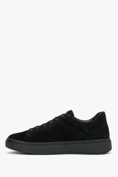 Women's sneakers, black, made of premium Italian natural velour, Estro.