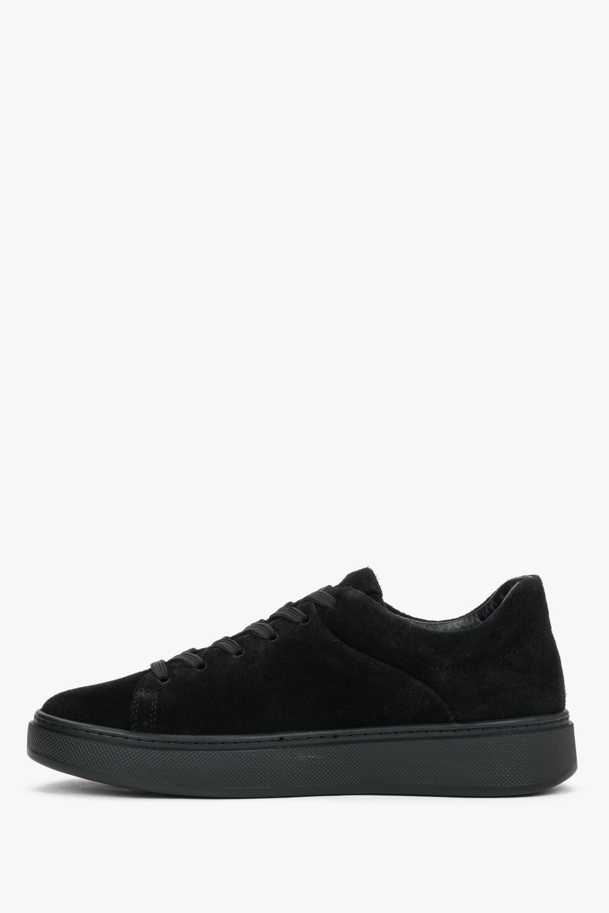 Women's sneakers, black, made of premium Italian natural velour, Estro.