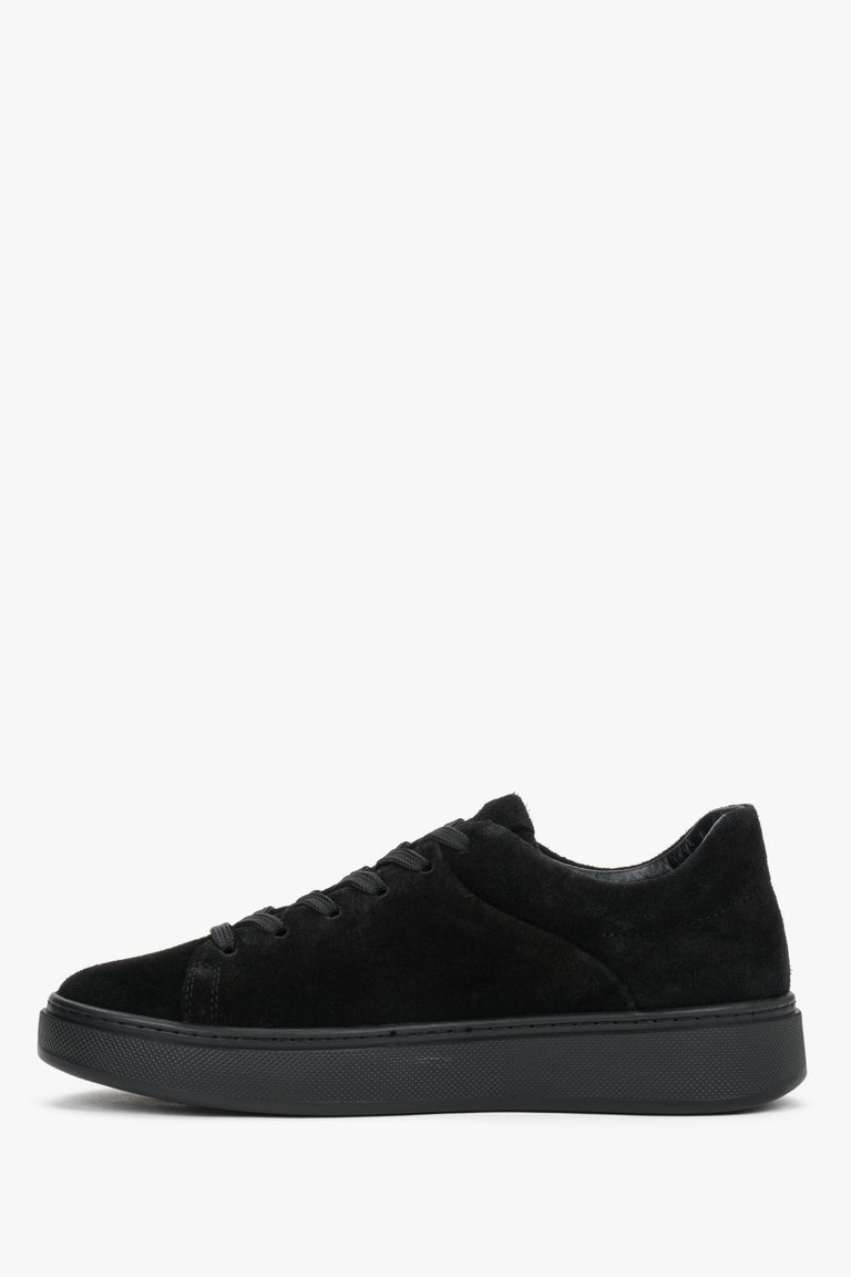 Women's sneakers, black, made of premium Italian natural velour, Estro.