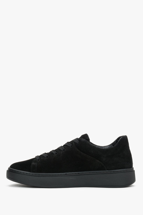 Women's sneakers, black, made of premium Italian natural velour, Estro.