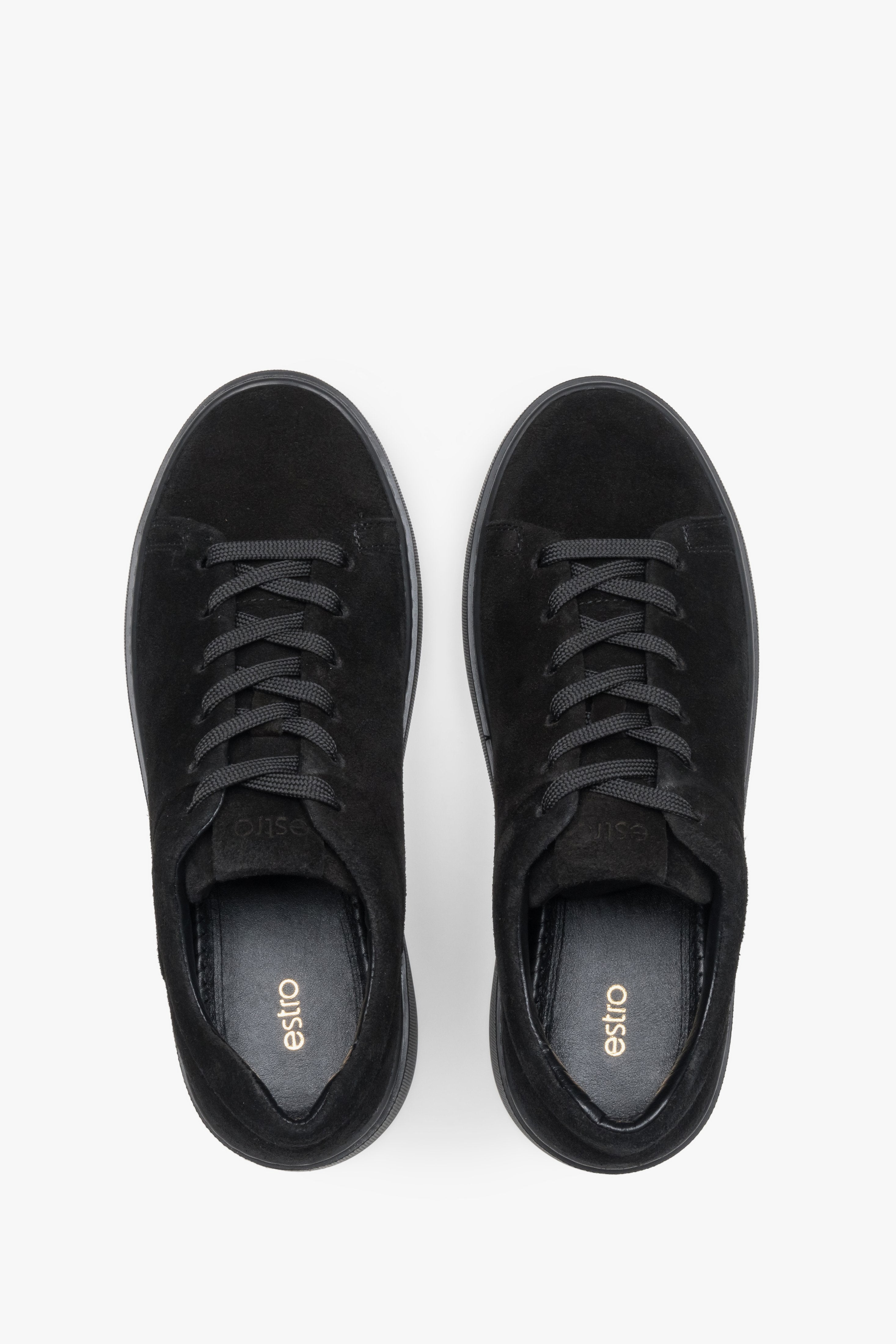 Women's black sneakers made of premium Italian natural velour.