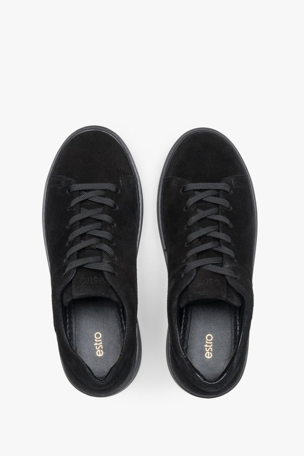 Women's black sneakers made of premium Italian natural velour.