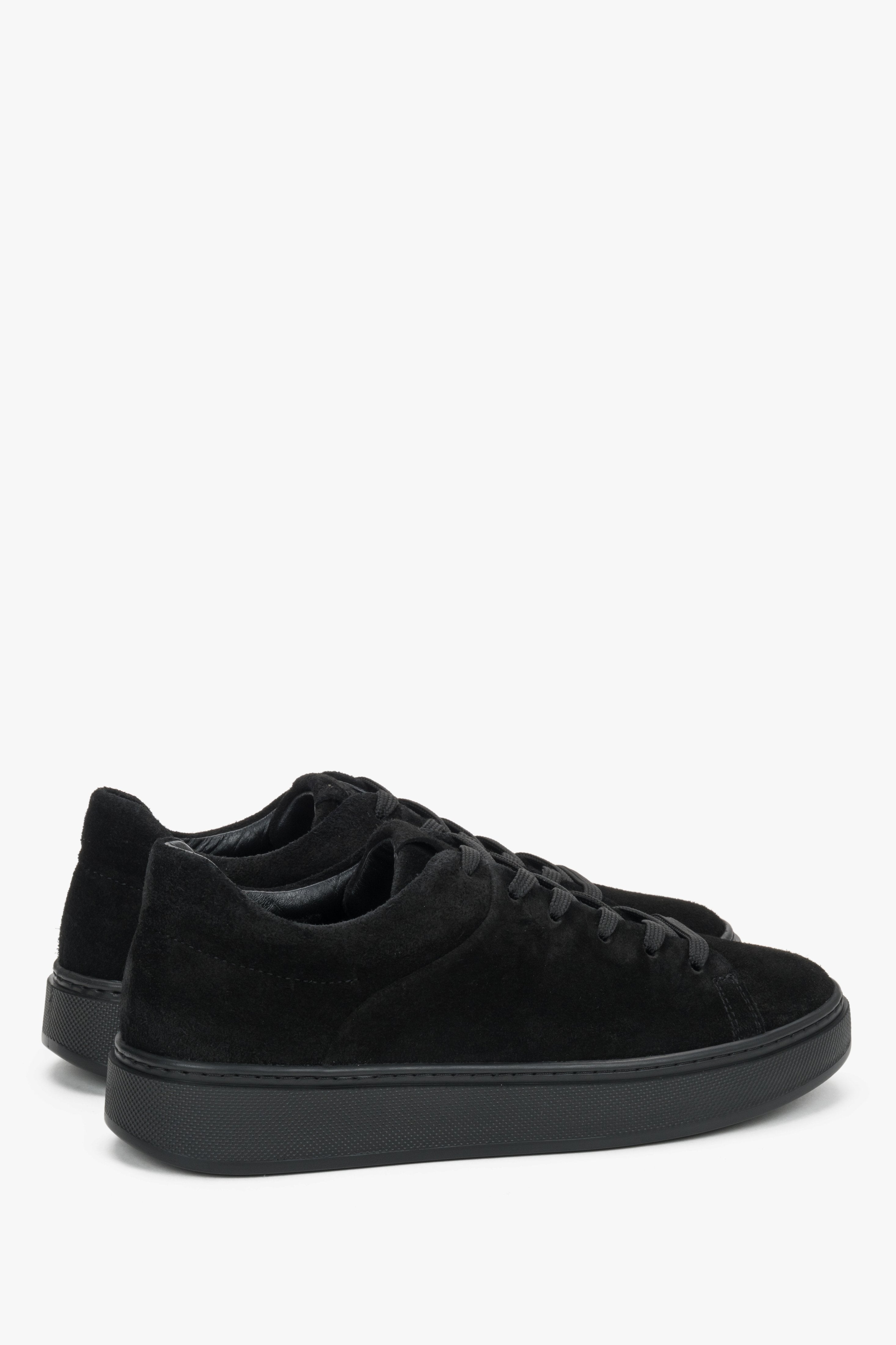 Made of premium Italian natural velour, women's black sneakers Estro.