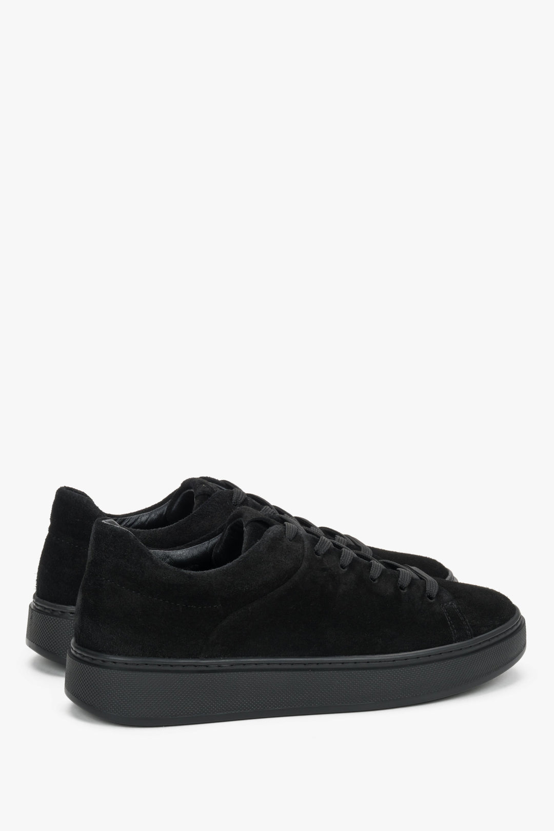 Made of premium Italian natural velour, women's black sneakers Estro.