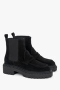 Women's Black Premium Italian Velour Chelsea Boots with Chunky Sole Estro ER00120878.
