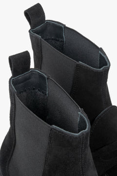 Women's black Italian velour boots Estro - close-up of texture.