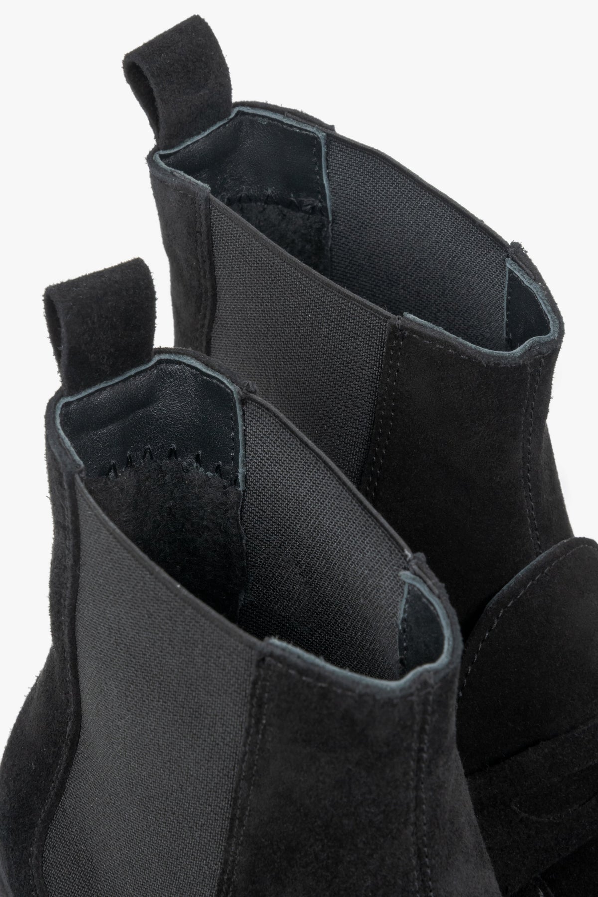 Women's black Italian velour boots Estro - close-up of texture.