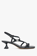 Women’s Black Sandals with a Funnel Heel and Woven Straps Estro ER00116916.