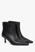 Women’s Black Short Ankle Boots made of Genuine Leather with Low Heel Estro ER00118734.