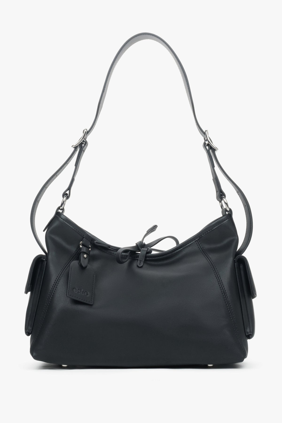 Women's Black Shoulder Bag in Soft Genuine Leather Estro ER00118931.