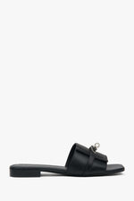 Women's Black Slide Sandals with a Silver Embellishment Estro ER00117168.