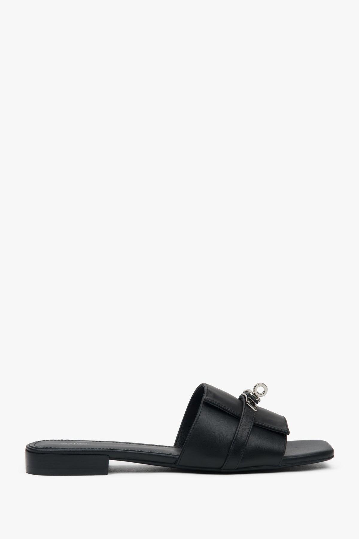 Women's Black Slide Sandals with a Silver Embellishment Estro ER00117168.
