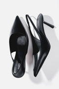 Women's Black Leather Slingback High Heel Pumps Estro ER00116972.