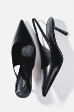 Women's Black Leather Slingback High Heel Pumps Estro ER00116972.