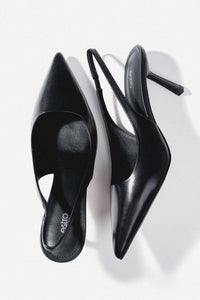 Women's Black Leather Slingback High Heel Pumps Estro ER00116972.
