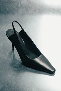 Women's Black Slingback Pumps in Genuine Leather Estro Selection ER00119185.