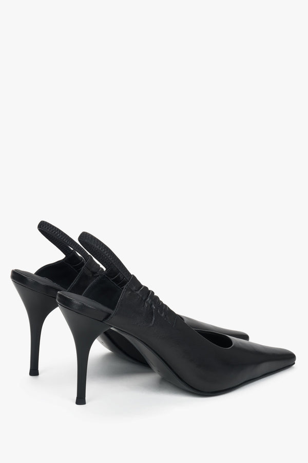 Black slingback peep-back pumps Estro Selection.