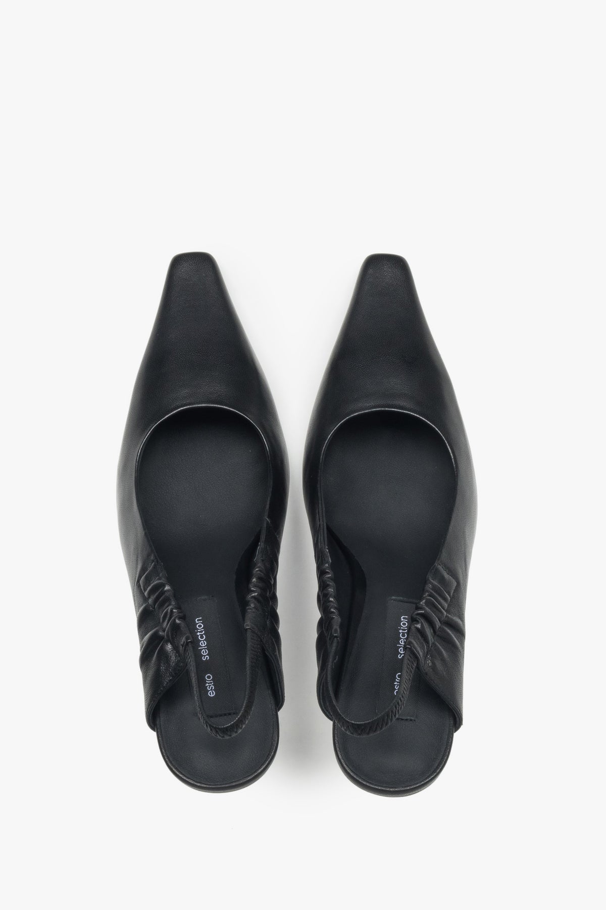 Black women’s peep-back pumps Estro Selection.