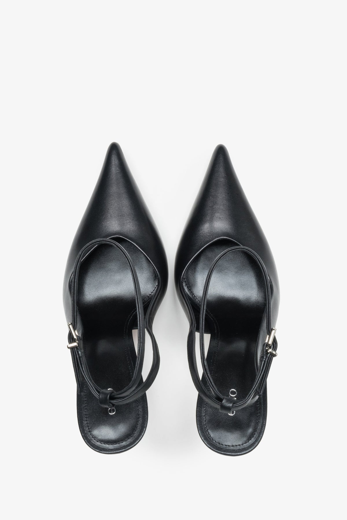 Women’s pumps, black, slingback style, made of genuine leather, Estro.