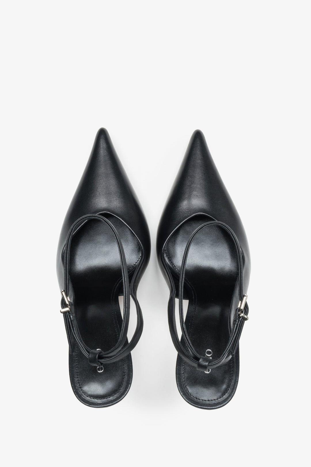 Women’s pumps, black, slingback style, made of genuine leather, Estro.