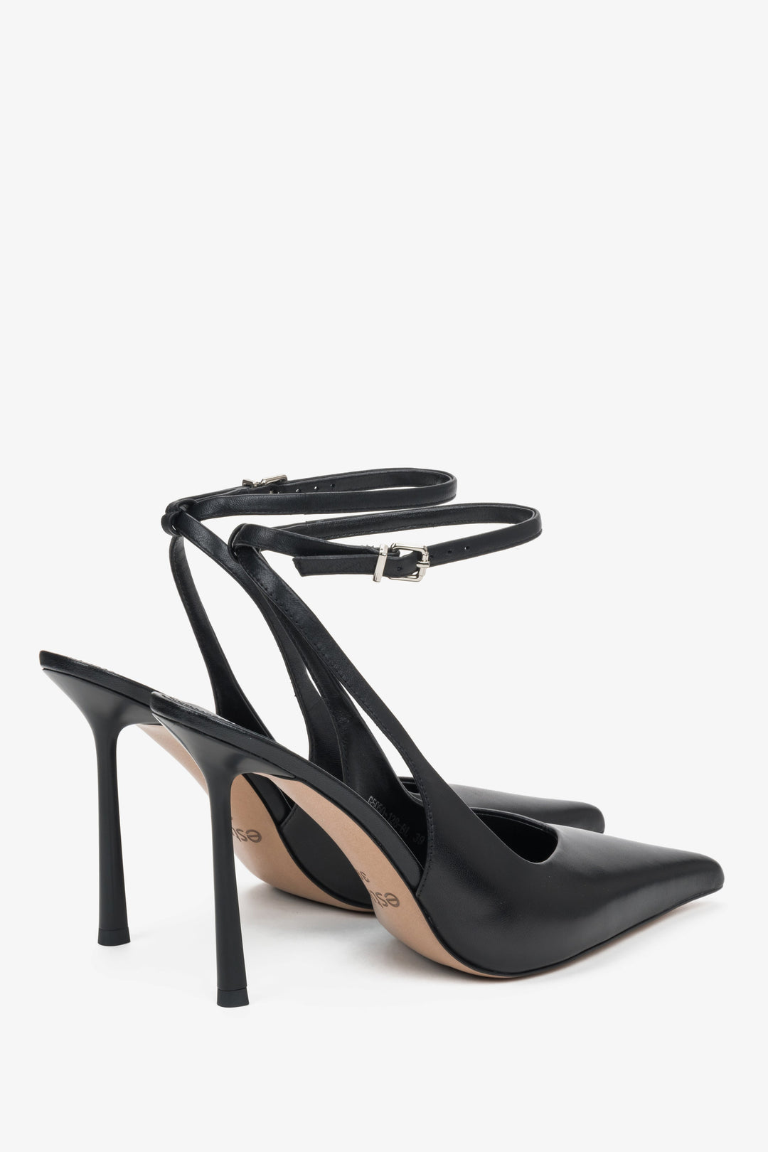Made of genuine leather, black women’s slingback pumps, Estro.