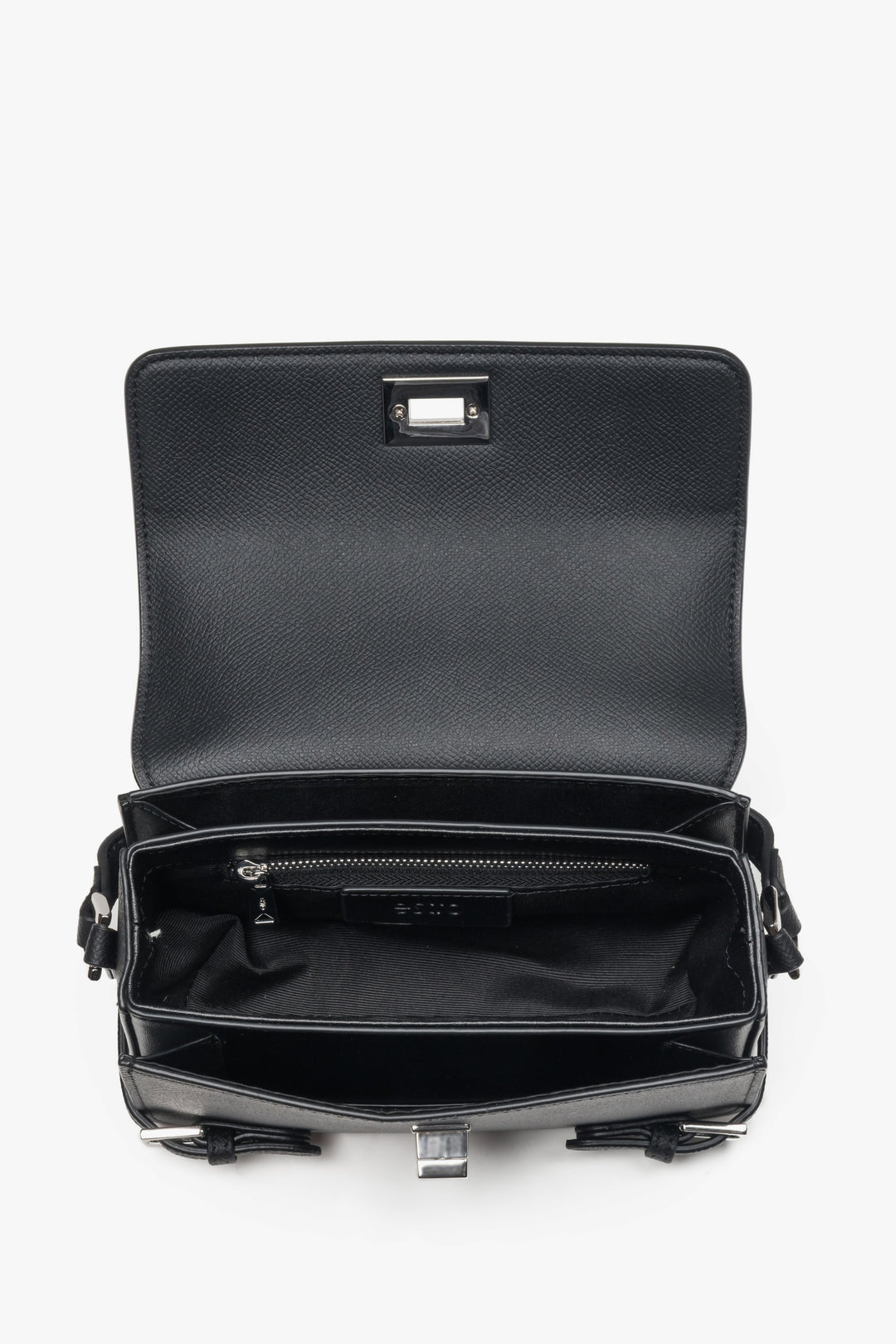 Small black women’s shoulder bag made of genuine leather, Estro.