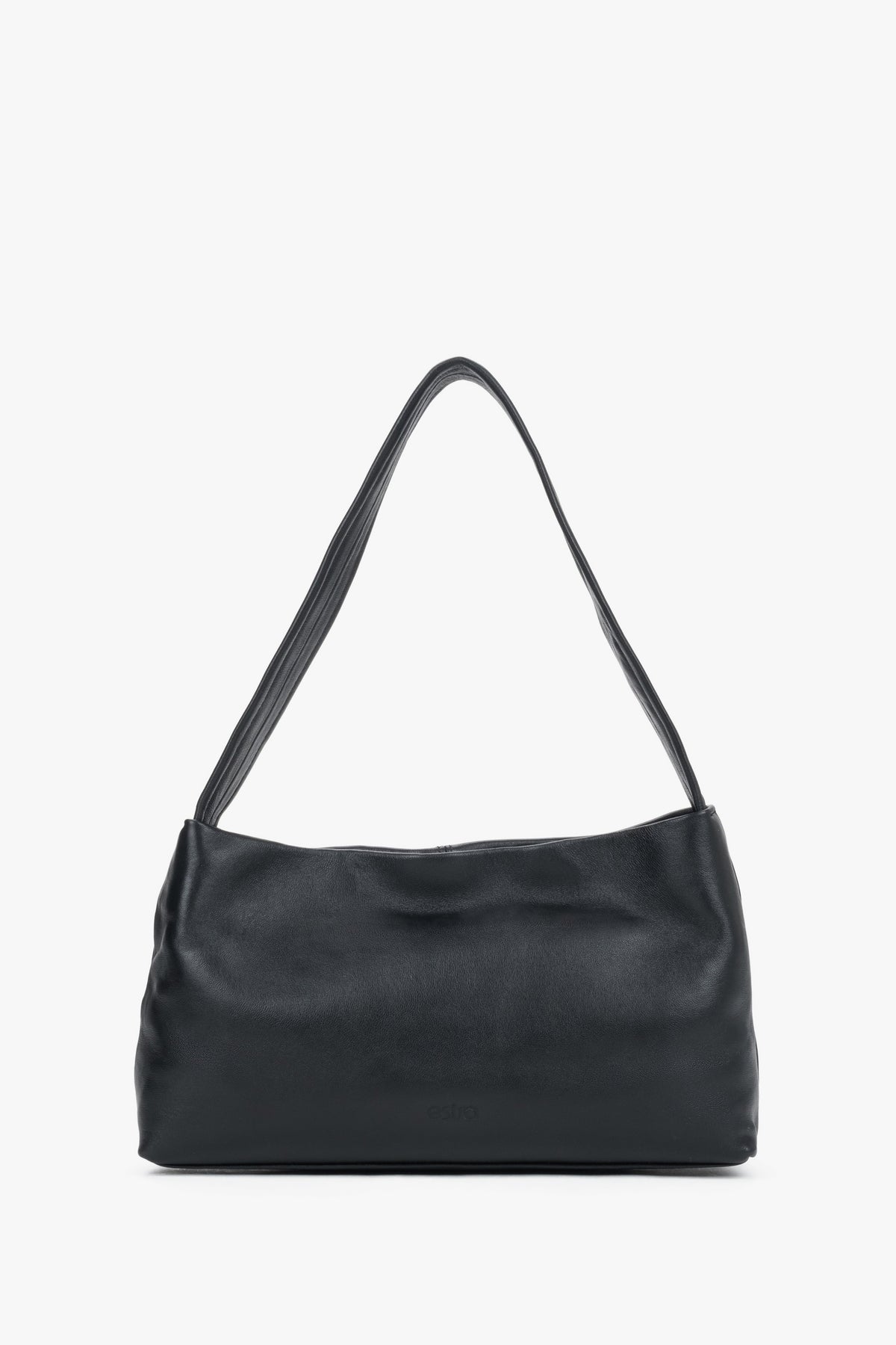 Women's Black Smooth Genuine Leather Shoulder Bag Estro ER00120871.