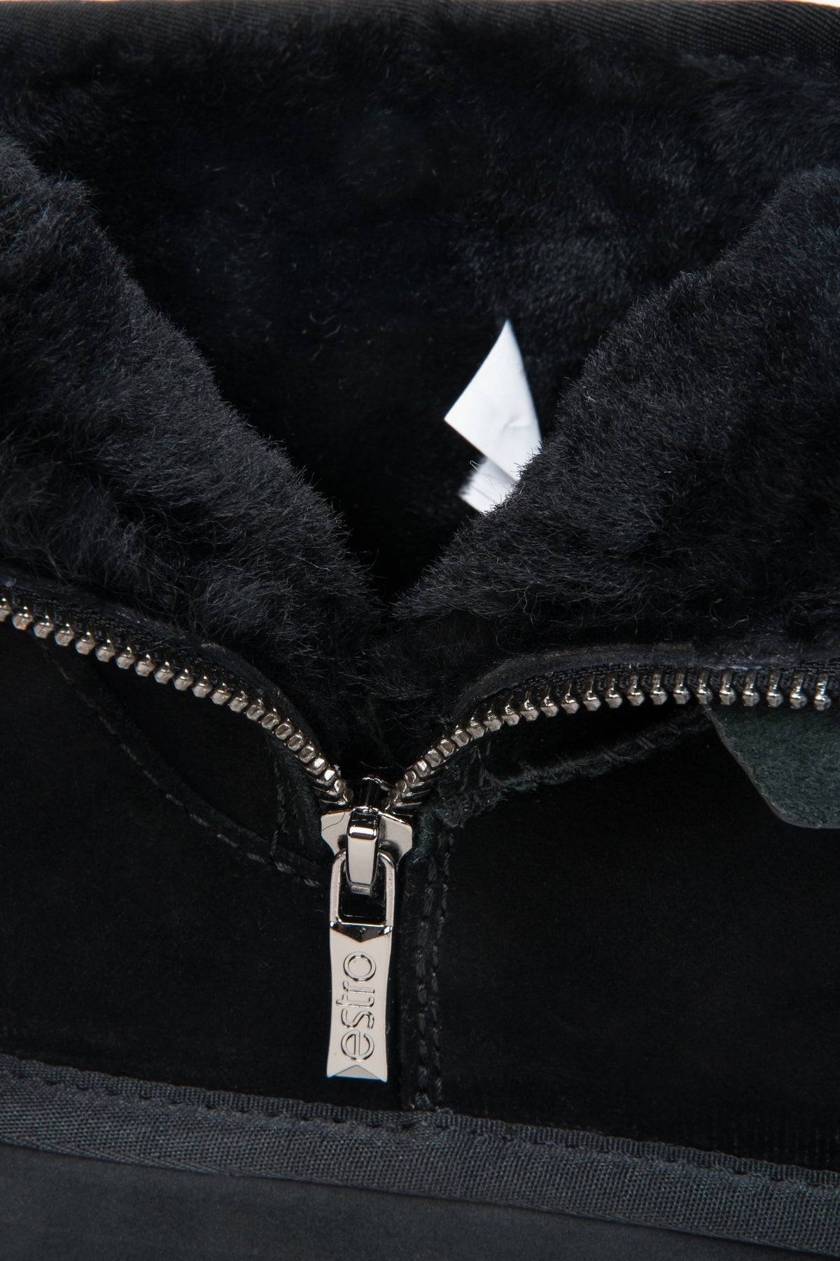 Elegant women's snow boots in black, made of genuine velour with a fur-lined interior.