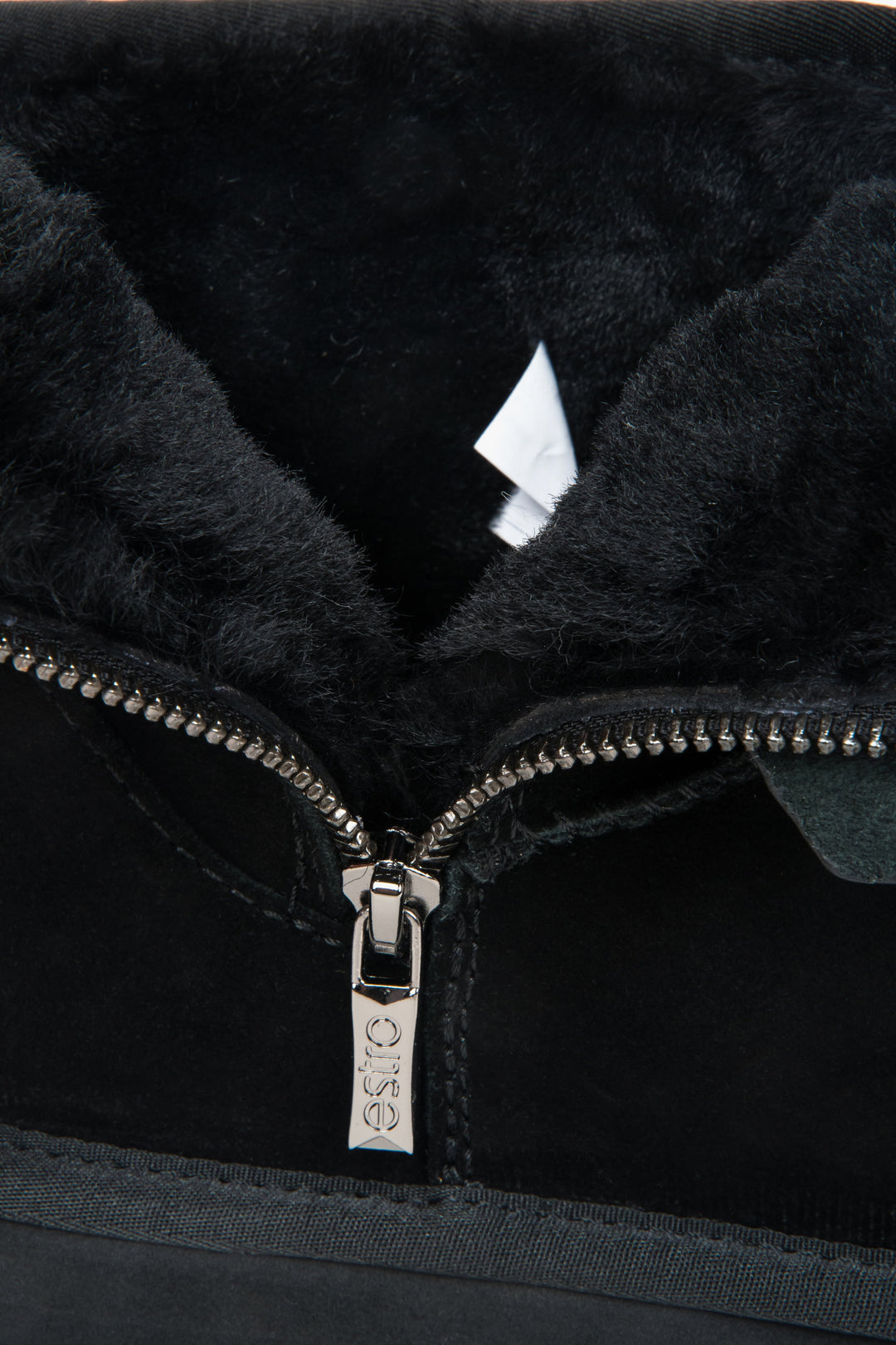 Elegant women's snow boots in black, made of genuine velour with a fur-lined interior.