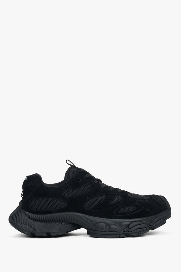 Women's classic black genuine velour sneakers on a flexible platform, ES8.