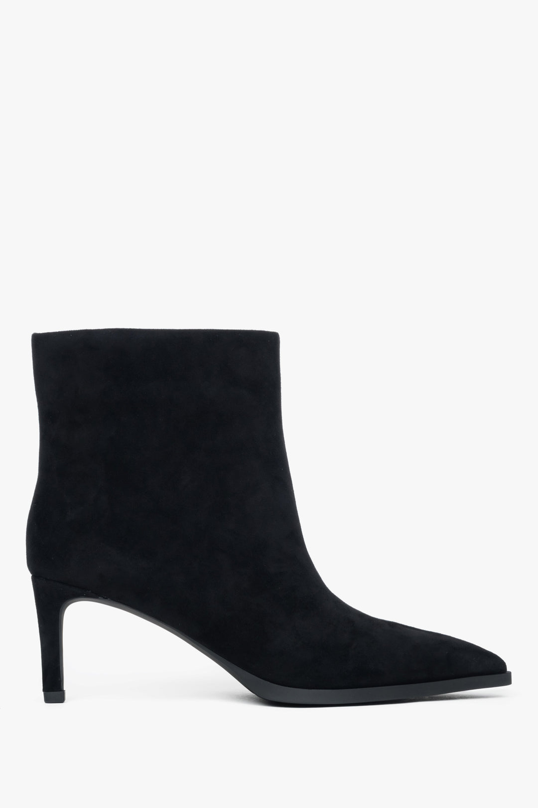Women's Black Stiletto Ankle Boots made of Genuine Velour Estro ER00118478.