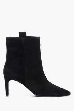 Women's Black Stiletto Ankle Boots made of Genuine Velour Estro ER00118225.