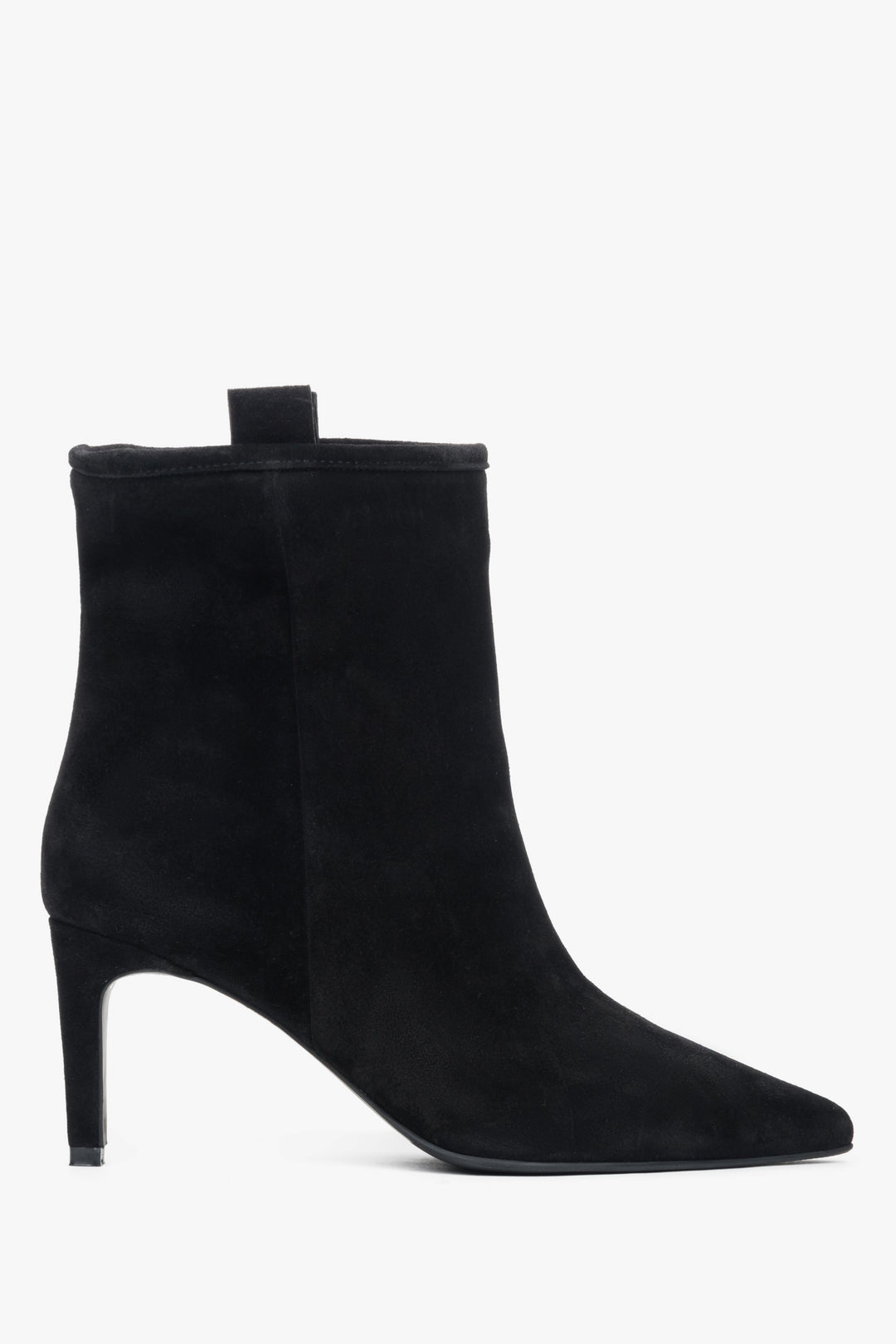 Women's Black Stiletto Ankle Boots made of Genuine Velour Estro ER00118225.