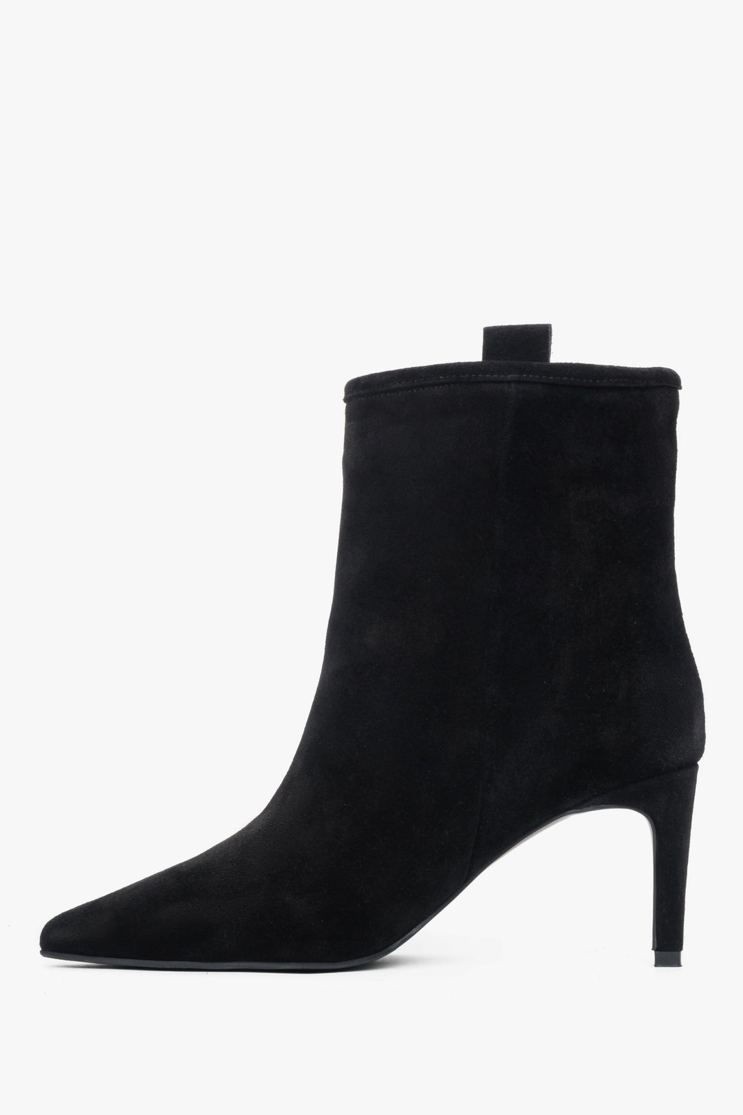 Women’s stiletto ankle boots Estro ER00118225, black, made of genuine velour.