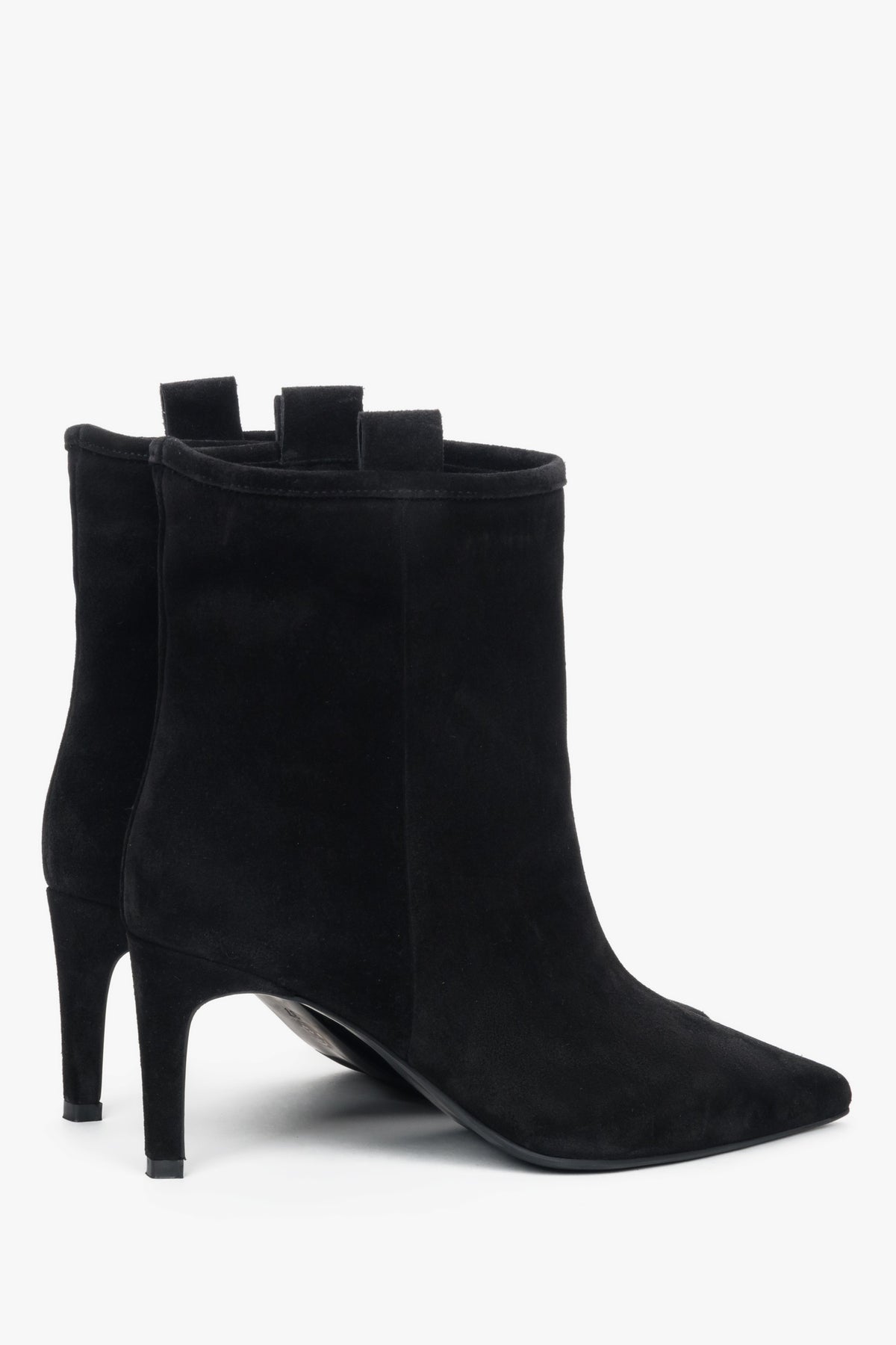 Made of genuine velour, black women’s stiletto ankle boots Estro ER00118225.