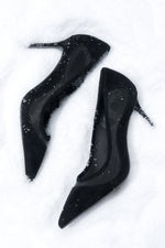 Women’s Black Stiletto Heels in Genuine Velour and Soft Textiles Estro ER00118466.