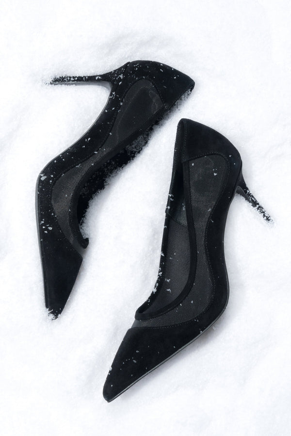 Women’s Black Stiletto Heels in Genuine Velour and Soft Textiles Estro ER00118466.