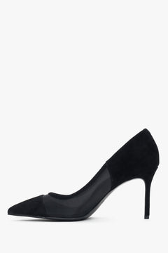 Women’s black stiletto heels made of natural velour and soft textiles Estro.
