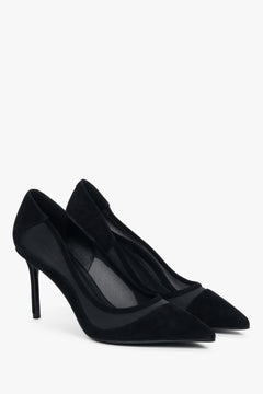 Women’s stiletto heels Estro, black, made of natural velour and soft textiles.