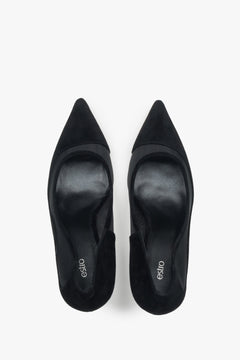 Black women’s stiletto heels Estro, made of natural velour and soft textiles.