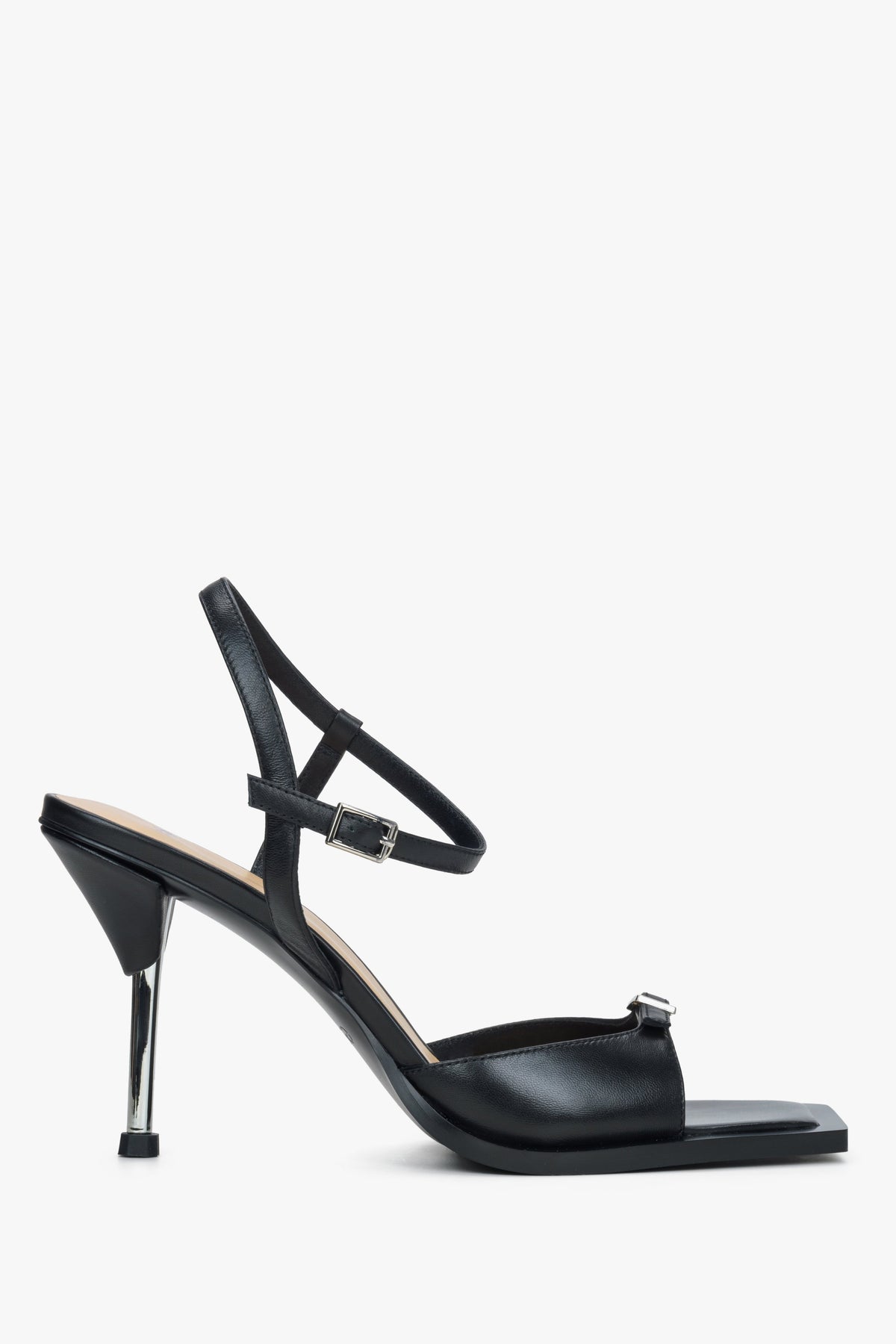 Women’s Black Stiletto Sandals in Genuine Leather Estro ER00114751.