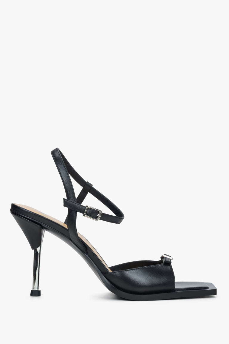 Women’s Black Stiletto Sandals in Genuine Leather Estro ER00114751.